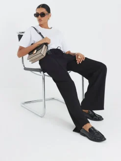 River Island Black Elasticated Waist Smart Joggers Online