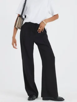 River Island Black Elasticated Waist Smart Joggers Online