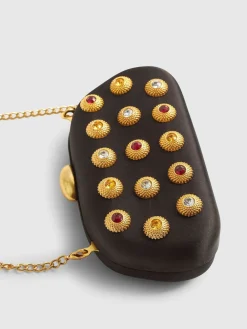 River Island Black Gem Hard Shell Chain Clutch Clearance