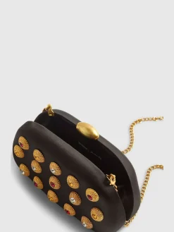 River Island Black Gem Hard Shell Chain Clutch Clearance