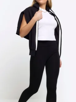River Island Black Petite 3 Pack High Waisted 100% Cotton Leggings Sale