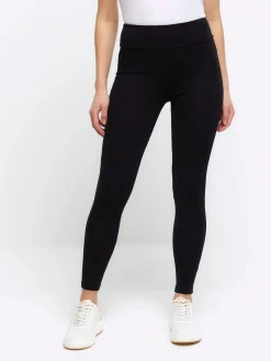 River Island Black Petite 3 Pack High Waisted 100% Cotton Leggings Sale