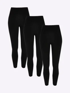 River Island Black Petite 3 Pack High Waisted 100% Cotton Leggings Sale