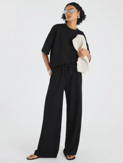 River Island Premium Wide Leg Joggers Black Hot