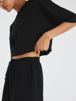 River Island Premium Wide Leg Joggers Black Hot