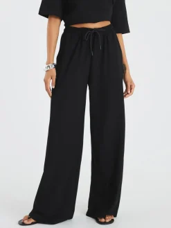 River Island Premium Wide Leg Joggers Black Hot
