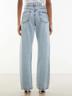 River Island Blue Relaxed Straight Raw Hem Leg Jeans Online