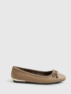 River Island Brown Bow Ballet Flats Hot