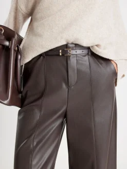 River Island Brown Faux Leather Wide Leg Trousers Outlet