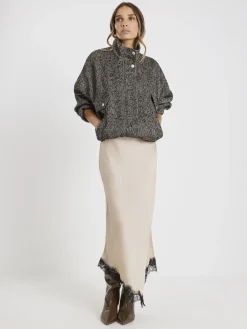 River Island Brown Satin Skirt With Lace Best