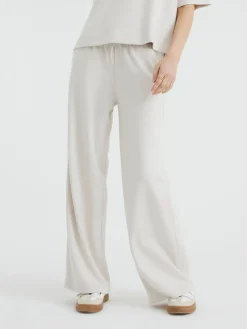River Island Premium Wide Leg Joggers Cream Clearance