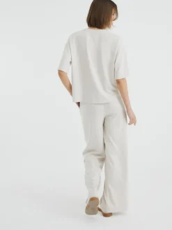 River Island Premium Wide Leg Joggers Cream Clearance