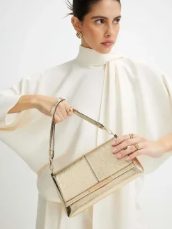 River Island Gold Bar Front Clutch Bag