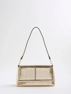 River Island Gold Bar Front Clutch Bag