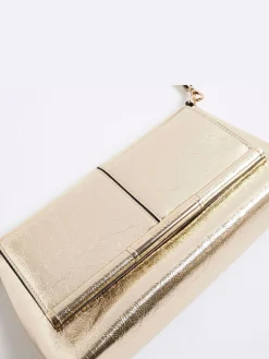 River Island Gold Bar Front Clutch Bag