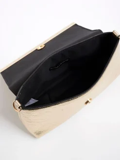 River Island Gold Bar Front Clutch Bag