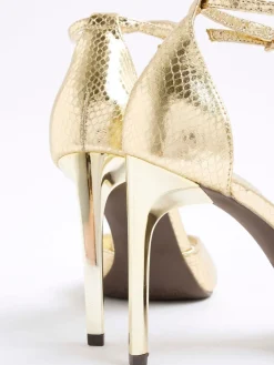 River Island Gold Wide Fit Open Toe Heels Discount