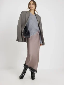 River Island Grey Satin Skirt With Lace Best