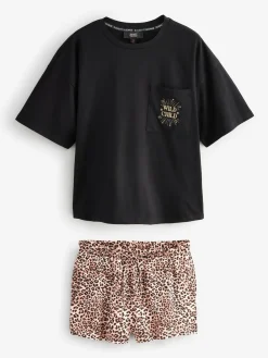 Rockett St George Black T-Shirt Short Pyjamas Set Clearance