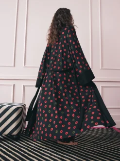 Rockett St George Black/Red Lips Jersey Robe