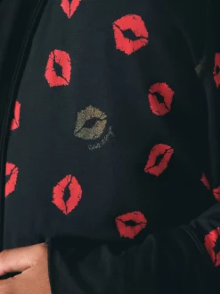 Rockett St George Black/Red Lips Jersey Robe