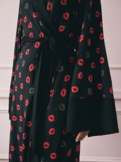 Rockett St George Black/Red Lips Jersey Robe