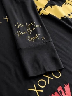 Rockett St George Black/Red Lips Long Sleeve Night T-Shirt Hot