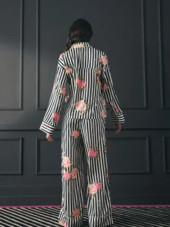 Rockett St George Black/White Flower Power Tie Side Pyjamas New