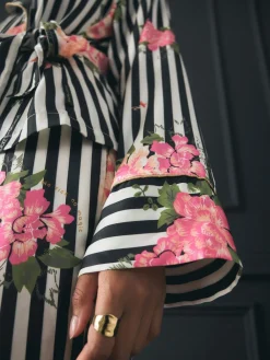 Rockett St George Black/White Flower Power Tie Side Pyjamas New