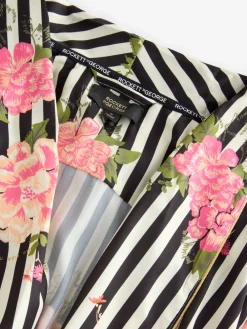 Rockett St George Black/White Flower Power Stripe Satin Robe Discount