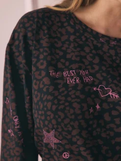 Rockett St George Chocolate Brown Leopard Tattoo Twosie Pyjamas Clearance