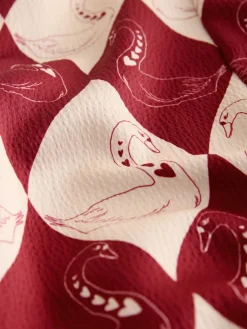 Rockett St George Red Argyle Swan Textured Satin Button Through Pyjamas Clearance