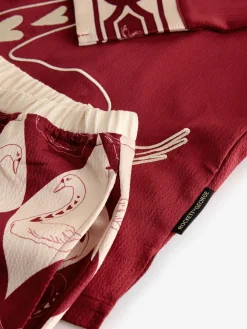 Rockett St George Red Argyle Swan Textured Satin Button Through Pyjamas Clearance