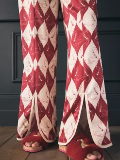 Rockett St George Red Argyle Swan Textured Satin Button Through Pyjamas Clearance