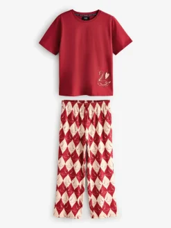 Rockett St George Red Argyle Swan Jersey Pyjamas Sale