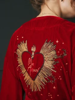 Rockett St George Red Velvet and Beaded Heart Robe Discount
