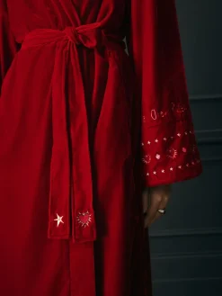 Rockett St George Red Velvet and Beaded Heart Robe Discount