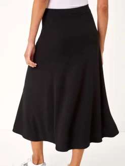 Roman A-Line Pull On Stretch Skirt Black Hot