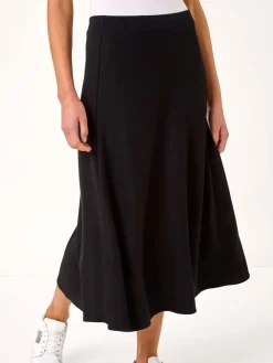 Roman A-Line Pull On Stretch Skirt Black Hot