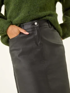 Roman Black Coated Midi Pencil Skirt New