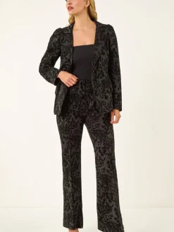 Roman Black Flocked Premium Stretch Blazer Online