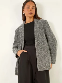 Roman Black Petite Herringbone Pocket Blazer Outlet