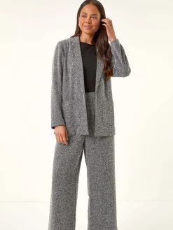 Roman Black Petite Herringbone Pocket Blazer Outlet