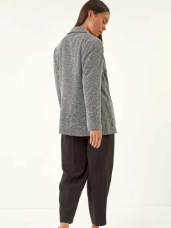 Roman Black Petite Herringbone Pocket Blazer Outlet