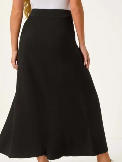 Roman Black Petite Stretch Knitted Midi Skirt Sale