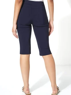 Roman Blue Knee Length Stretch Shorts Hot