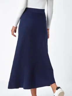 Roman Blue Knitted Midi Stretch Skirt Sale