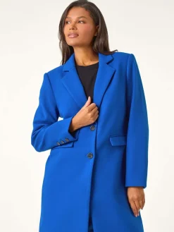 Roman Blue Tailored Single Breasted Coat Outlet