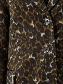 Roman Brown Animal Print Formal Pocket Coat Discount