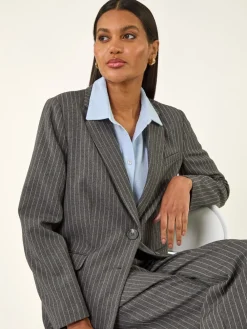 Roman Classic Pinstripe Blazer Grey Outlet